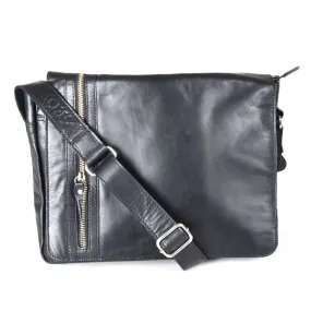 Rowallan Pittsburgh Flip Over Leather Messenger Bag