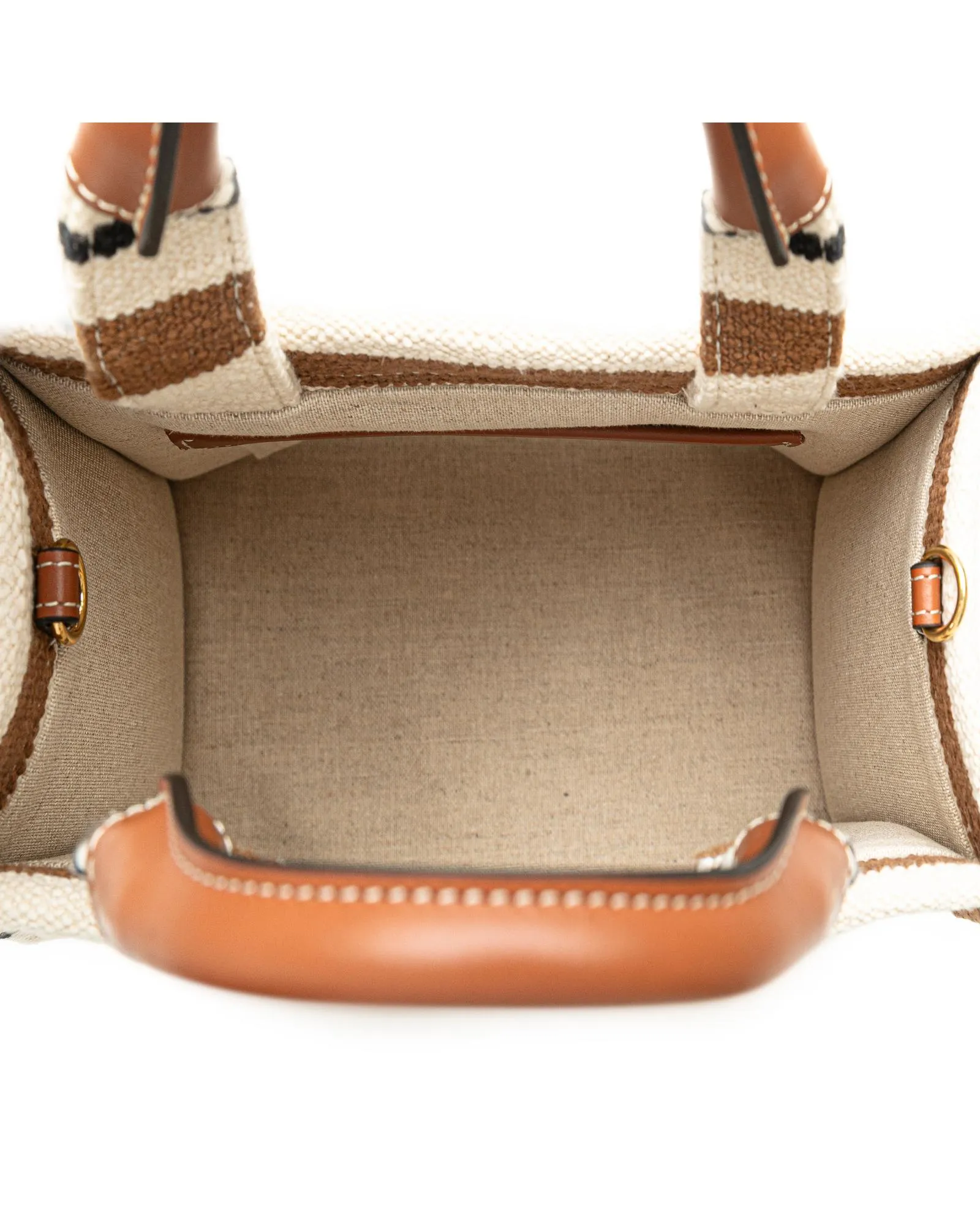 Small Cabas Thais Canvas Satchel with Leather Strap