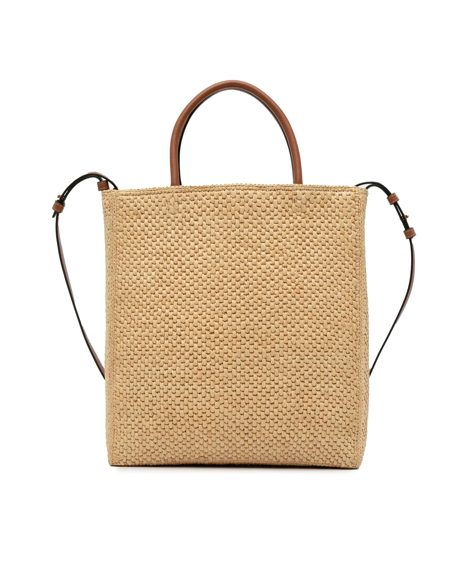 Small Raffia Standard A4 Satchel with Rolled Leather Handles