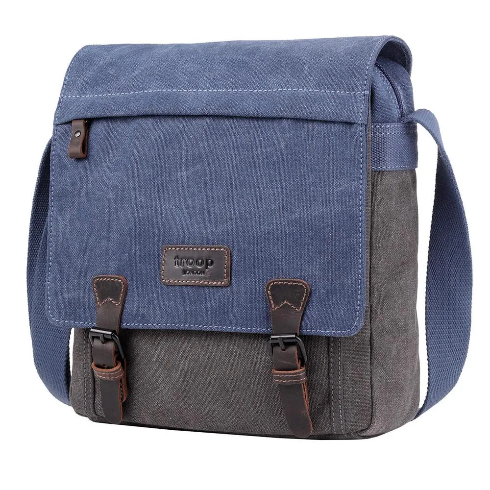 Troop London Canvas Messenger Bag Blue