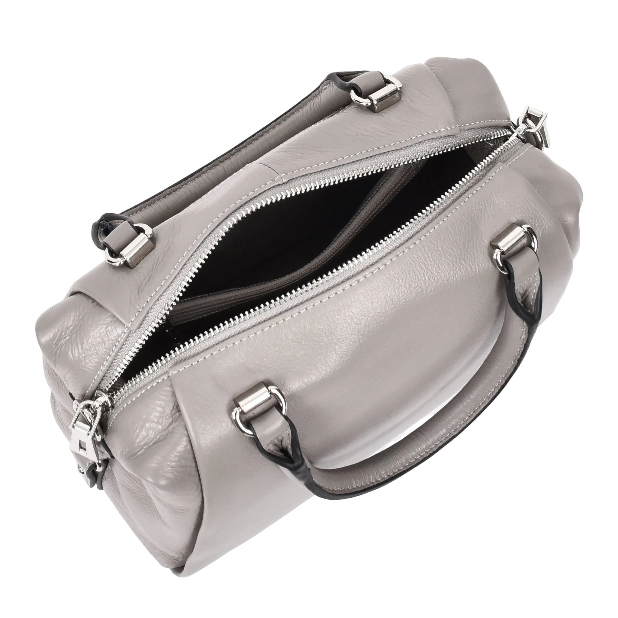 Women Real Leather Handbag Small Casual Outgoing Style Grab Handles A393 Grey