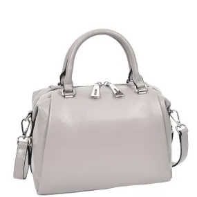 Women Real Leather Handbag Small Casual Outgoing Style Grab Handles A393 Grey