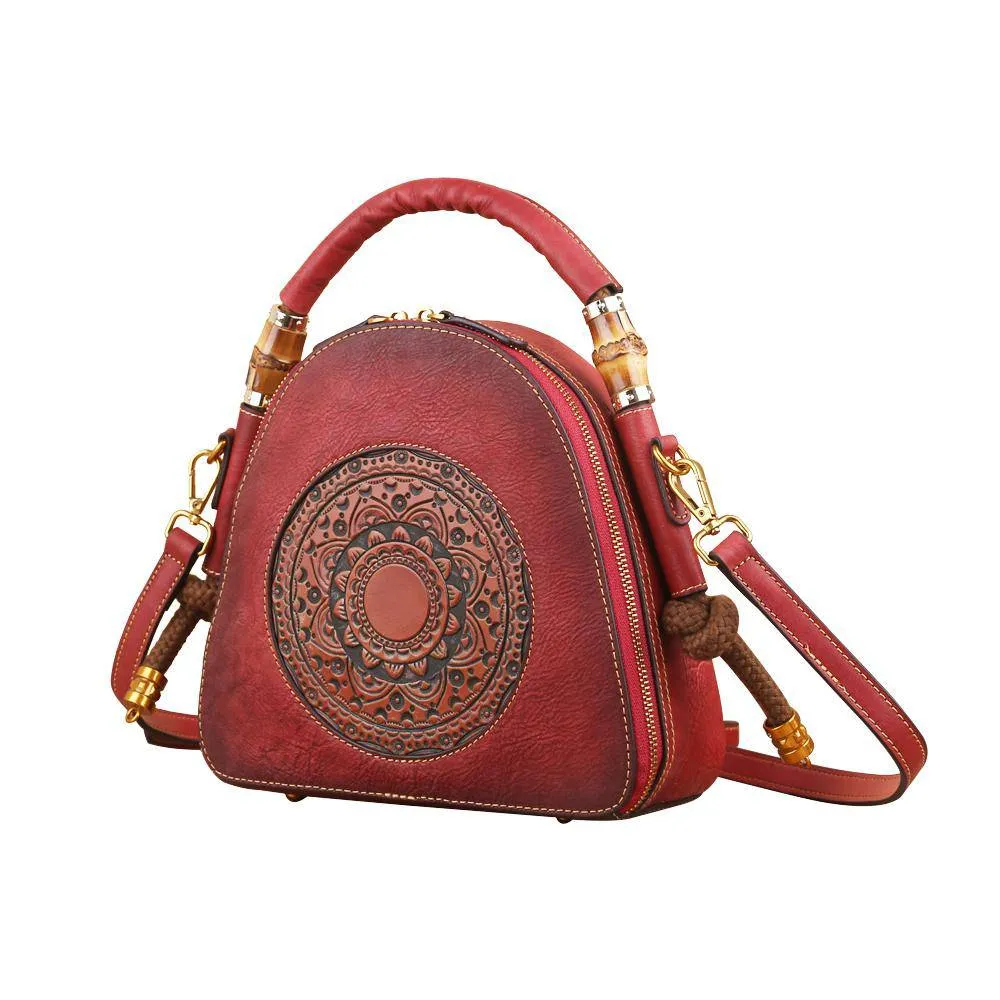 Womens Vintage Leather Top Handle Cross Body Messenger Bags