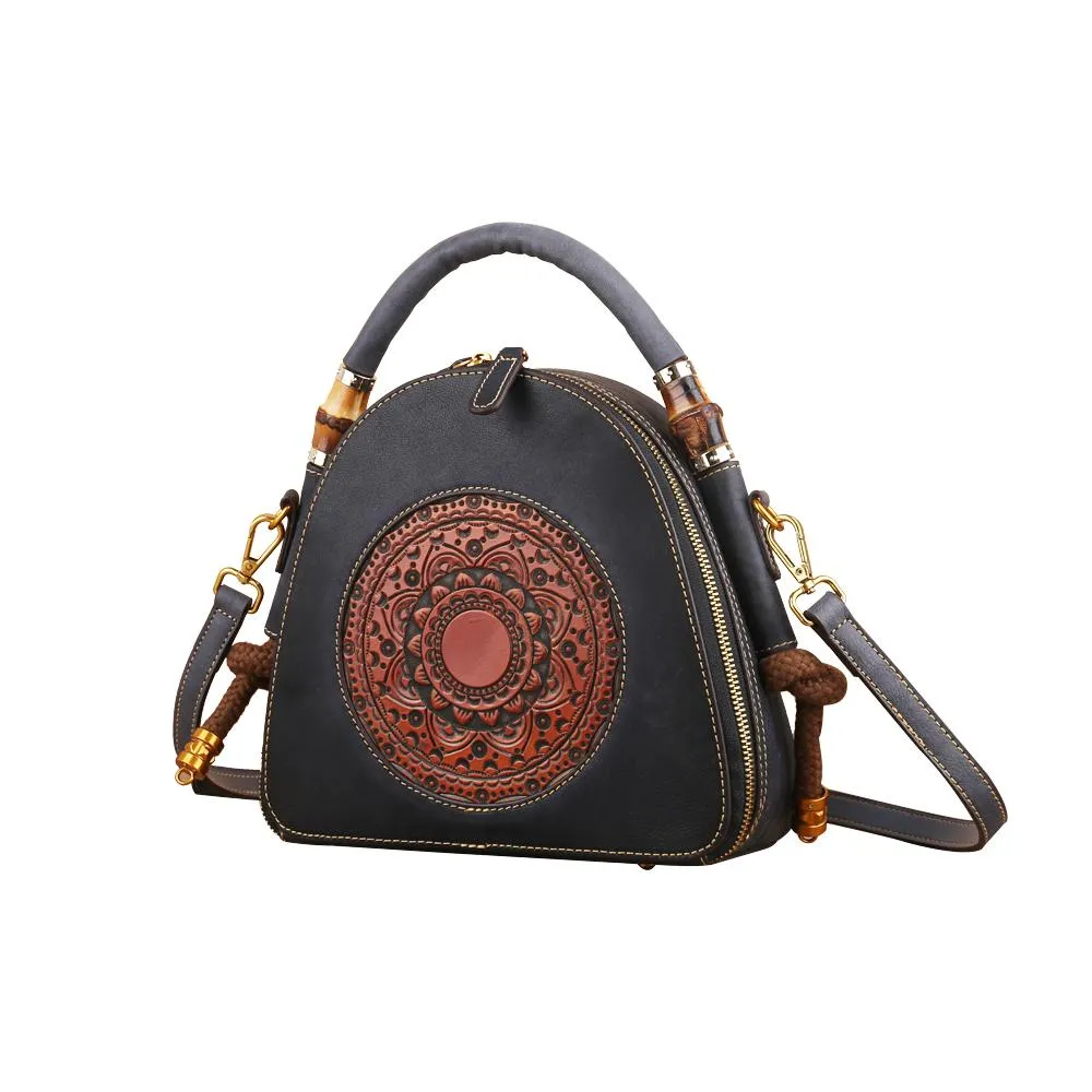 Womens Vintage Leather Top Handle Cross Body Messenger Bags