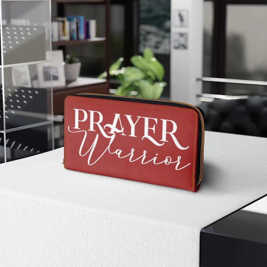 Wristlet Phone Wallet, Dark Red and White Prayer Warrior Graphic Purse