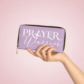 Wristlet Phone Wallet, Light Purple and White Prayer Warrior Graphic Purse