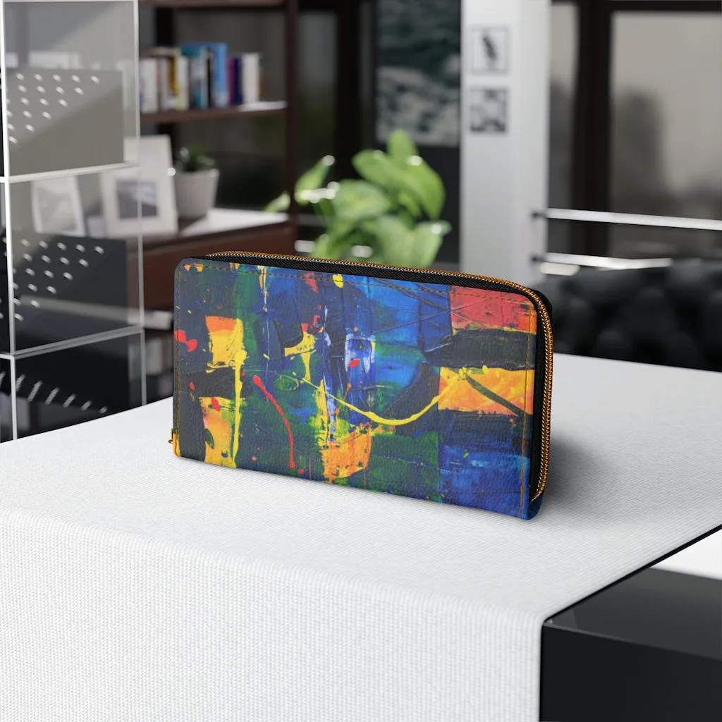 Wristlet Phone Wallet, Multicolor Abstract Paint Style Purse