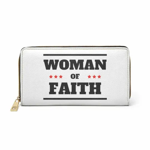 Wristlet Phone Wallet, White and Black Woman of Faith Graphic Purse