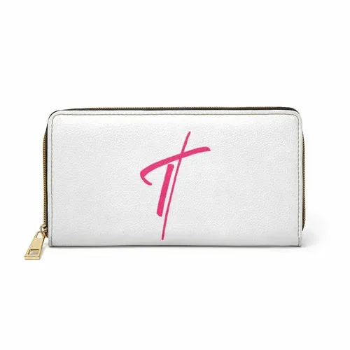 Wristlet Phone Wallet, White and Pink Cross Graphic Purse