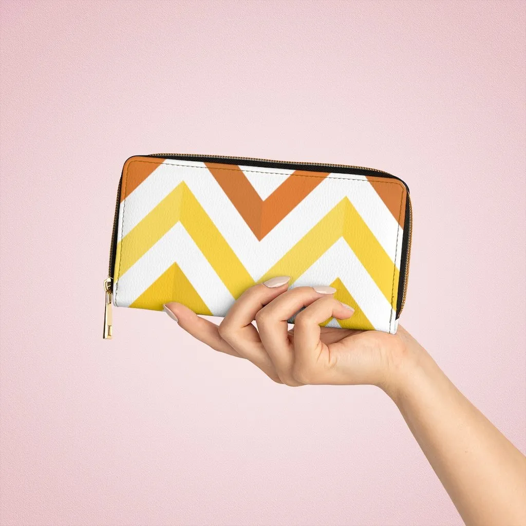 Wristlet Phone Wallet, White and Yellow Geometric Style Purse