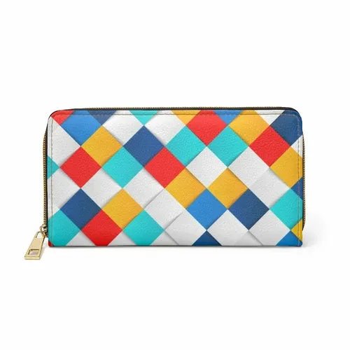 Wristlet Phone Wallet, White Multicolor Colorblock Style Purse