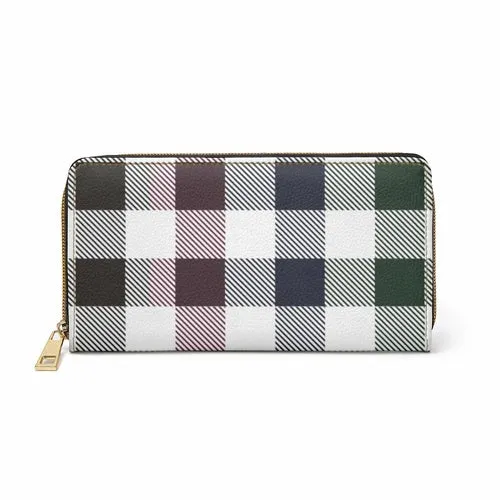 Wristlet Phone Wallet, White Multicolor Plaid Style Purse